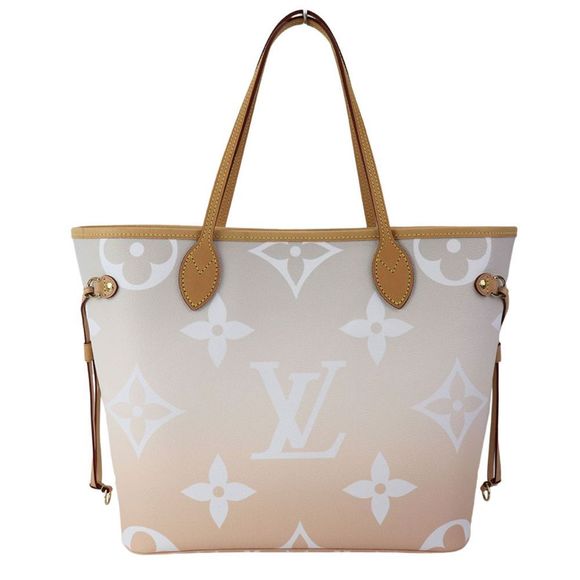 Louis Vuitton Neverfull MM Monogram Giant Gray Orange Tote Bag - Picture 3 of 10